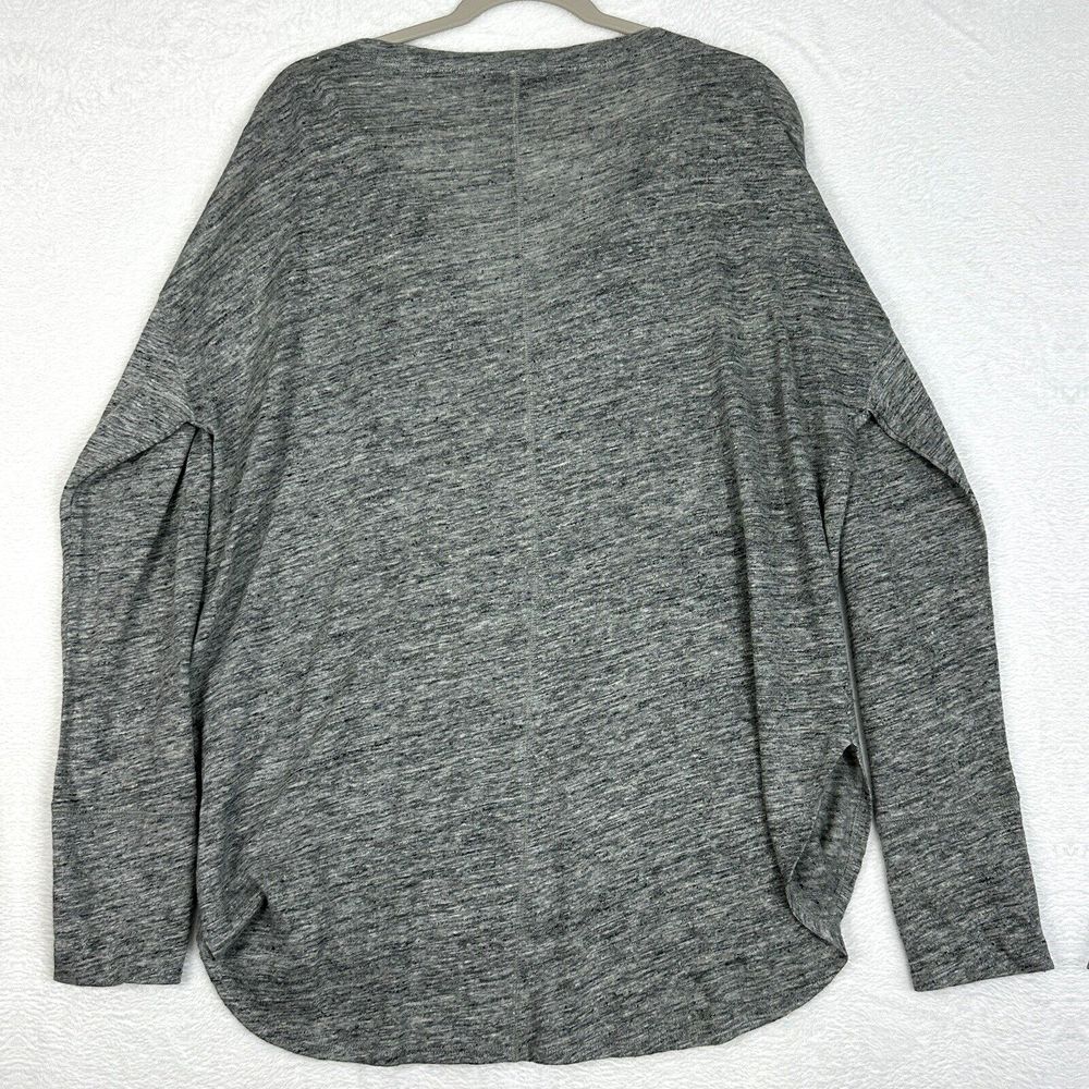 Banana Republic V Neck Linen Pullover Top Womens Large Grey Long Sleeve Pocket - Picture 6 of 12